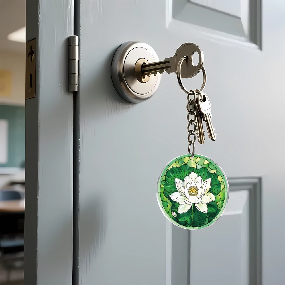 50pcs Round Acrylic Keychain Charms in 5 Colors